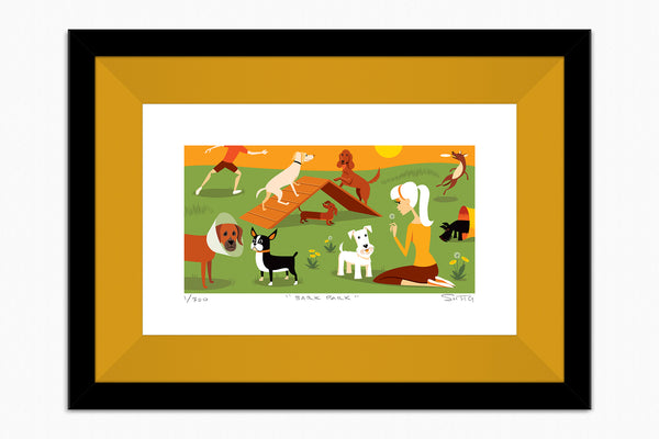 "Bark Park" Framed Fine Art Print | Shag (Josh Agle) | Curry Liner | The Shag Store