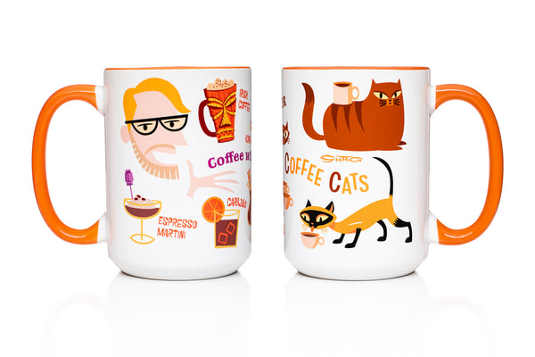 "Coffee Cats" & "Coffee with Shag" Coffee Mugs | Set of 2 | Shag (Josh Agle) | The Shag Store