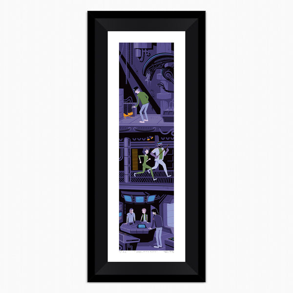"Here, Kitty Kitty" Framed Fine Art Print | Ridley Scott's "Alien" | Shag (Josh Agle) | Purple Liner | The Shag Store