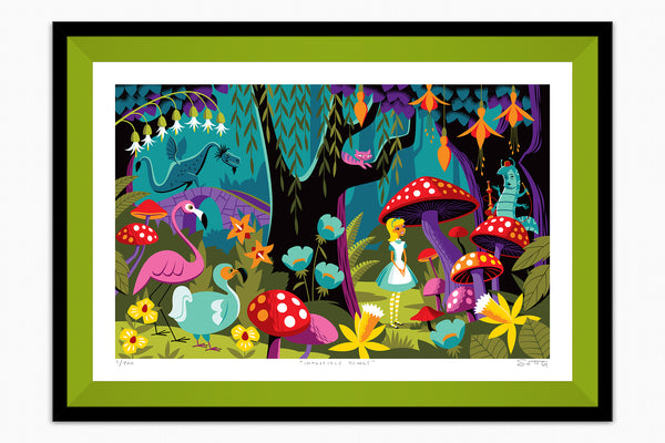 "Impassible Things" Framed Fine Art Print | Alice's Adventures in Wonderland | Shag (Josh Agle) | Lime Liner | The Shag Store