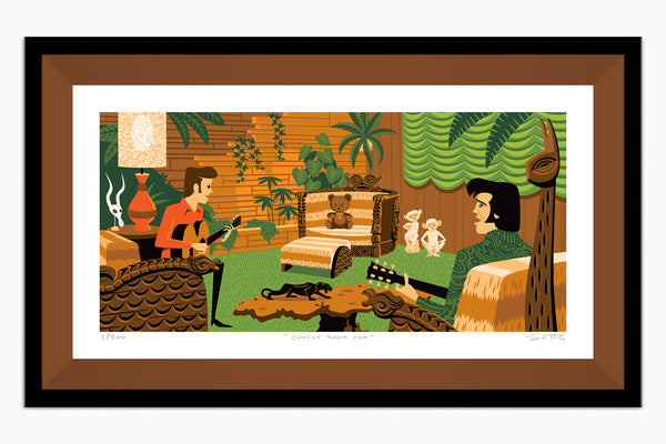 "Jungle Room Jam" Framed Fine Art Print | Shag (Josh Agle) | Elvis Presley's Graceland | Mocha Liner | The Shag Store