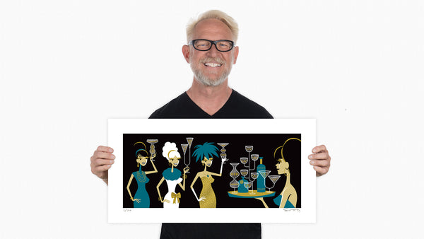"Chin Chin II" Fine Art Print | Green Edition with Shag (Josh Agle) | The Shag Store