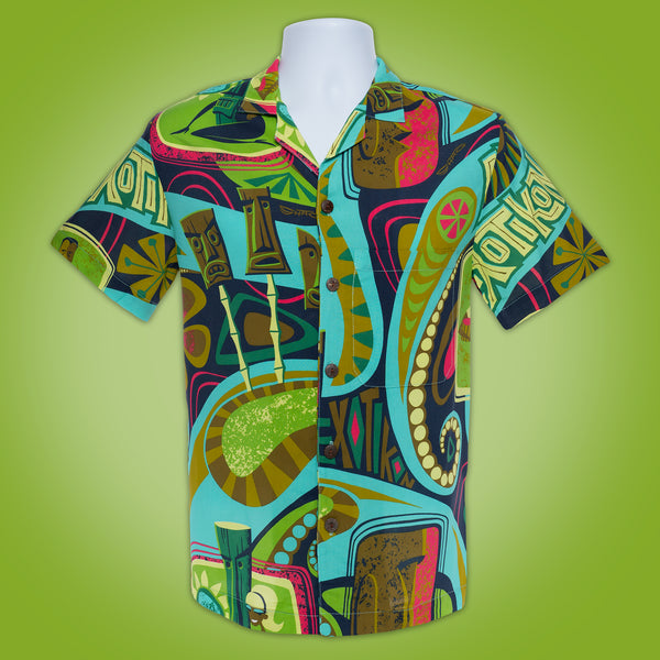"Exoticon" Aloha Shirt | Shag (Josh Agle) | Green Background | The Shag Store