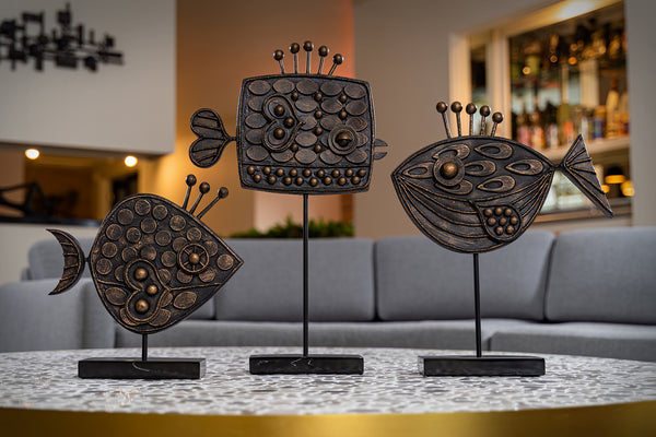 "Bronze Fins" Three Sculpture Set | Shag (Josh Agle) | The Shag Store (House Display 3)