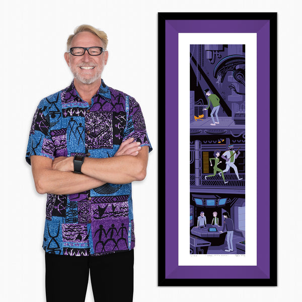 "Here, Kitty Kitty" Framed Fine Art Print with Shag (Josh Agle) | Ridley Scott's "Alien" | Black Liner | The Shag Store