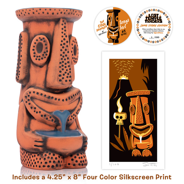 "The Cool Drooler" Tiki Mug & Fine Art Print | "Shag Store" Orange Edition | Tonga Hut's 65th Anniversary Mug