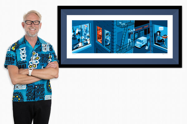 "The Bluest Note" Framed Fine Art Print | 85th Anniversary of Blue Note Records with Shag (Josh Agle) | Windsor Liner | The Shag Store