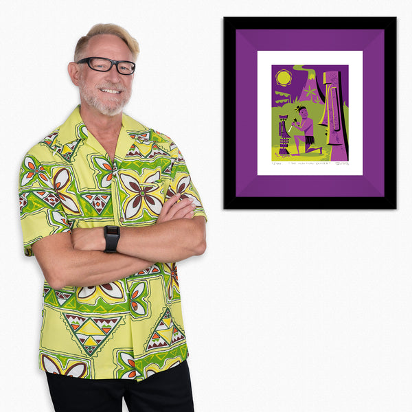 "The Heretical Carver" Framed Fine Art Print with Shag (Josh Agle) | Dark Violet Liner | The Shag Store