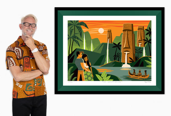 "The Uncanny Valley" Framed Fine Art Print with Shag (Josh Agle) | Kelly Green Liner | The Shag Store