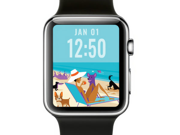 "Dog Beach" Shag iWatch Wallpaper | Shag (Josh Agle) | The Shag Store