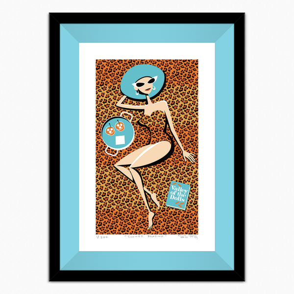 "Summer Reading” Framed Fine Art Print | Shag (Josh Agle) | Robin Egg Liner | The Shag Store