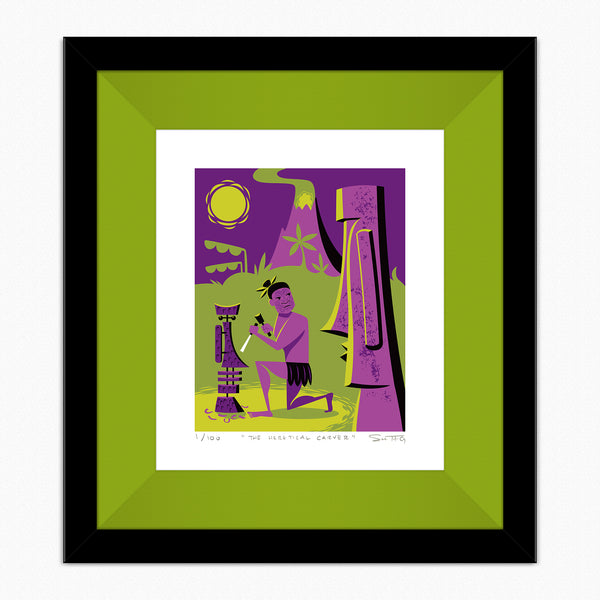 "The Heretical Carver" Framed Fine Art Print | Shag (Josh Agle) | Lime Liner | The Shag Store
