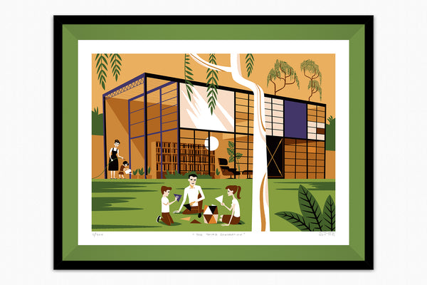 "The Third Generation" Framed Fine Art Print | The Eames House | Shag (Josh Agle) | Grass Green Liner | The Shag Store
