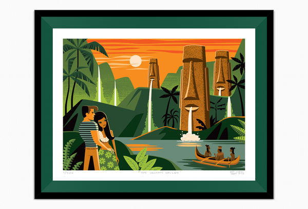 "The Uncanny Valley" Framed Fine Art Print | Shag (Josh Agle) | Kelly Green Liner | The Shag Store