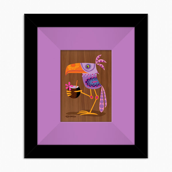 "Borogrove" Framed Fine Art Print Wood | Cocktail Birds of Wonderland | Shag (Josh Agle) | Lupine Liner | The Shag Store