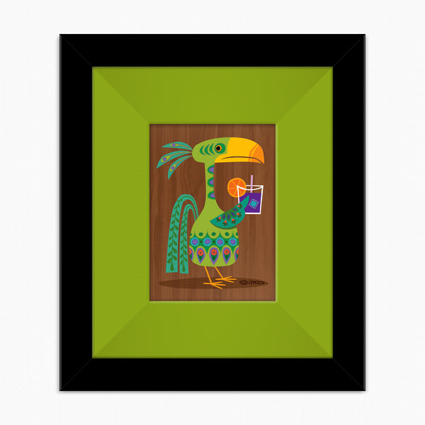 "Jub Jub" Framed Fine Art Print Wood | Cocktail Birds of Wonderland | Shag (Josh Agle) | Lime Liner | The Shag Store