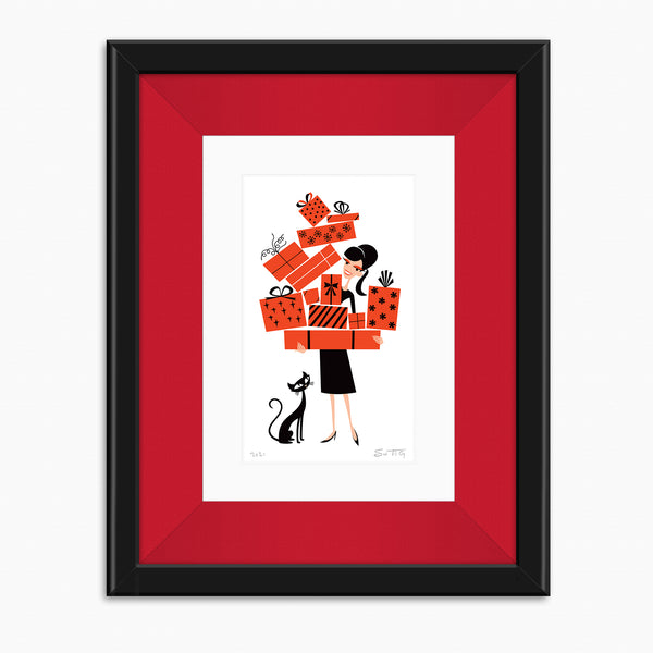 "The Twelfth Box" Fine Art Print | Shag (Josh Agle) | Black Frame with Red Liner | The Shag Store