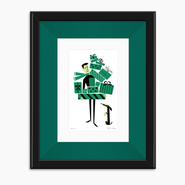 "The Thirteenth Box" Framed Fine Art Print | Shag (Josh Agle) | Black Frame with Holly Liner | The Shag Store