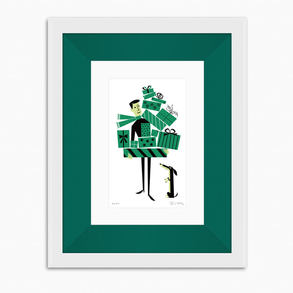 "The Thirteenth Box" Framed Fine Art Print | Shag (Josh Agle) | White Frame with Holly Liner | The Shag Store