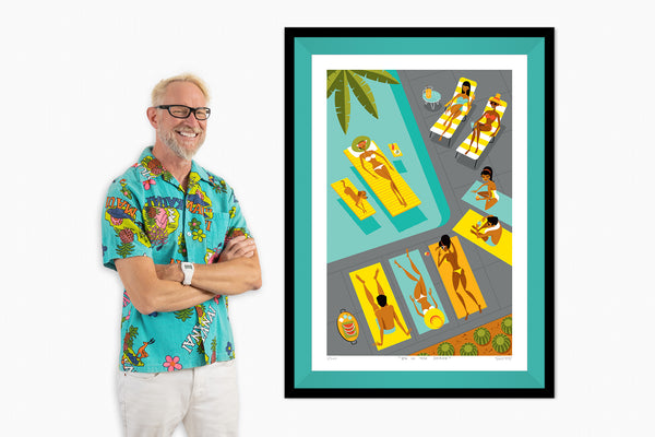 "86 in the Shade" Framed Fine Art Print with Shag (Josh Agle) | Candy Green Liner | The Shag Store