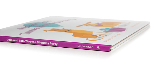 "Jojo and Lolo Throw a Birthday Party" Children's Book | Nailor Wills Publishing | Cover (Spine) | The Shag Store