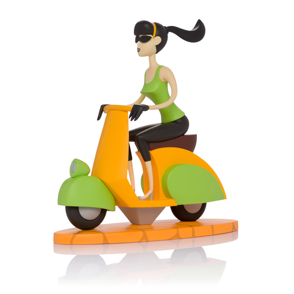 "Scooter Girl" Fine Art Vinyl Sculpture | "The Shag Store" Orange Edition | Shag (Josh Agle) | The Shag Store