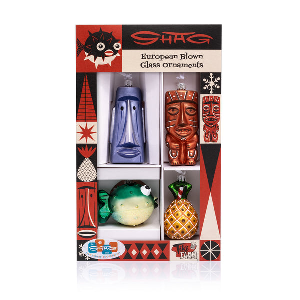Shag's European Hand-Blown Glass Holiday Ornament Set | Shag (Josh Agle) | The Shag Store (Package)