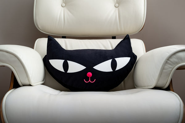 "Black Cat" Throw Pillow | Shag (Josh Agle) | The Shag Store (Chair Front)