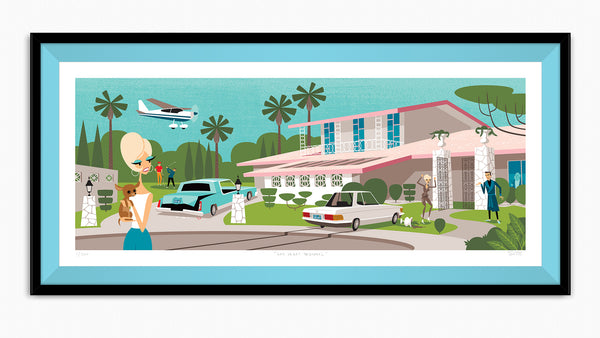 "Las Vegas Pastoral" Framed Fine Art Print | Casino Movie | Robin Egg Liner | Shag (Josh Agle) | The Shag Store