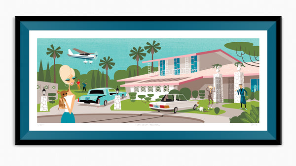 "Las Vegas Pastoral" Framed Fine Art Print | Casino Movie | Teal Liner | Shag (Josh Agle) | The Shag Store