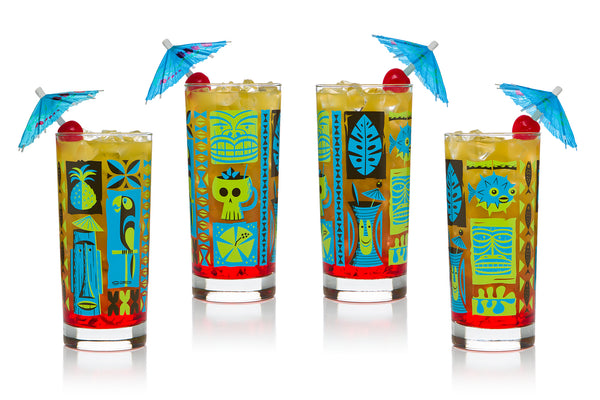 "Tapa" Highball Glass Set | Turquoise & Green