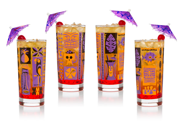 "Tapa" Highball Glass Set | Orange & Purple