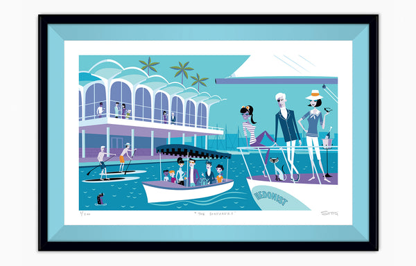 "The Seafarers" Framed Fine Art Print | Shag (Josh Agle) | Robin Egg Liner | The Shag Store