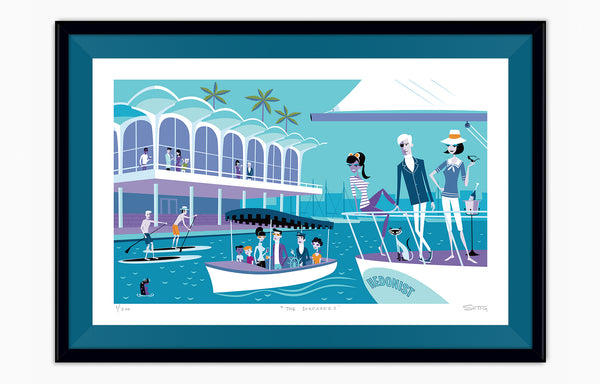"The Seafarers" Framed Fine Art Print | Shag (Josh Agle) | Teal Liner | The Shag Store