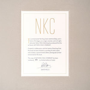"NAT KING COLE: STARDUST" Limited Edition Hardcover Book in Clamshell Case | Nailor Wills Publishing | Certificate of Authenticity