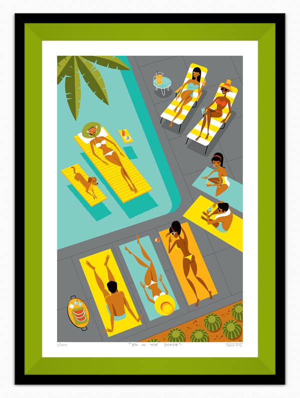 "86 in the Shade" Framed Fine Art Print | Shag (Josh Agle) | Lime Liner | The Shag Store