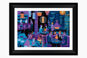 "At the Midnight Lagoon" Framed Fine Art Print | Shag (Josh Agle) | Black Liner | The Shag Store