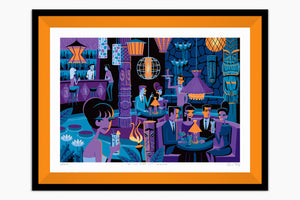 "At the Midnight Lagoon" Framed Fine Art Print | Shag (Josh Agle) | Orange Liner | The Shag Store