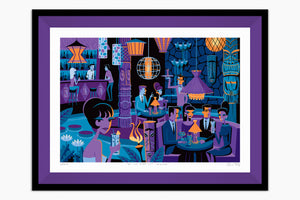 "At the Midnight Lagoon" Framed Fine Art Print | Shag (Josh Agle) | Purple Liner | The Shag Store