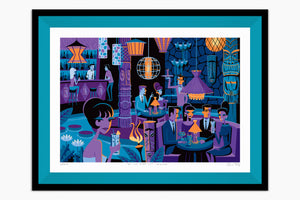 "At the Midnight Lagoon" Framed Fine Art Print | Shag (Josh Agle) | Turquoise Liner | The Shag Store
