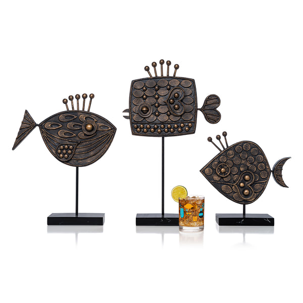 "Bronze Fins" Three Sculpture Set with Shag Glassware | Shag (Josh Agle) | The Shag Store