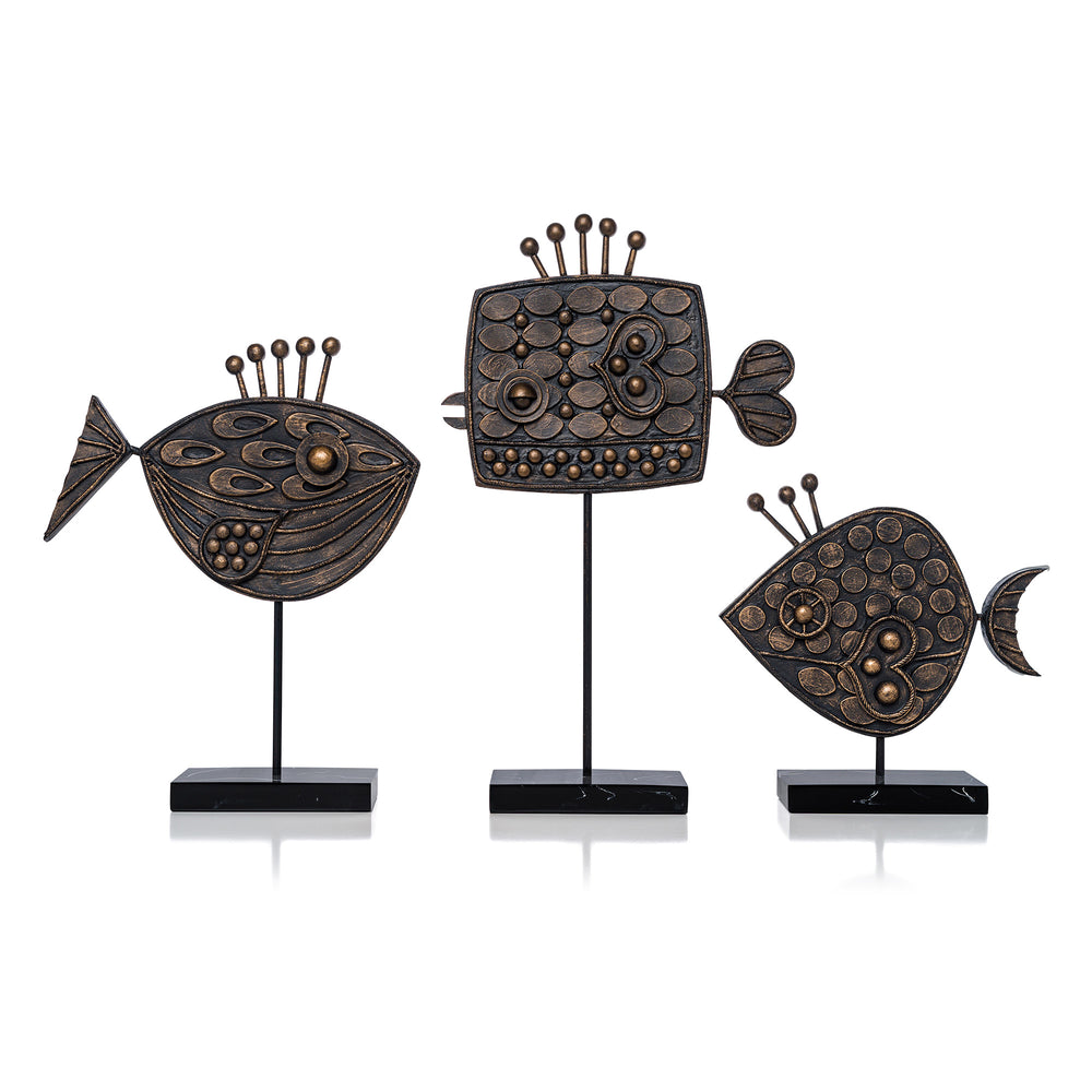 "Bronze Fins" Three Sculpture Set