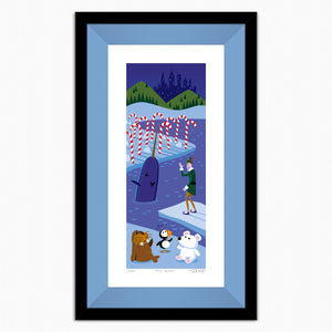 "Bye, Buddy" Framed Fine Art Print | Shag (Josh Agle) | Candy Blue Liner | The Shag Store