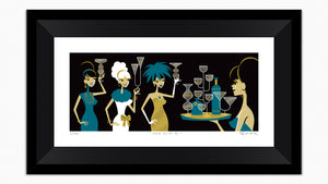 "Chin Chin II" Framed Fine Art Print | Green Edition | Shag (Josh Agle) | Black Liner | The Shag Store