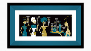 "Chin Chin II" Framed Fine Art Print | Green Edition | Shag (Josh Agle) | Teal Liner | The Shag Store