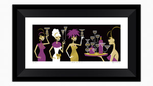 "Chin Chin I" Framed Fine Art Print | Burgundy Edition | Shag (Josh Agle) | Black Liner | The Shag Store