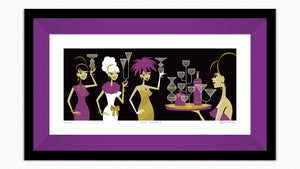 "Chin Chin I" Framed Fine Art Print | Burgundy Edition | Shag (Josh Agle) | Dark Violet Liner | The Shag Store