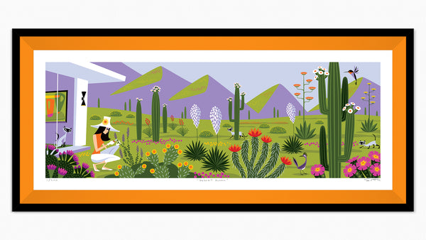 "Desert Bloom" Framed Fine Art Print | Shag (Josh Agle) | Orange Liner | The Shag Store