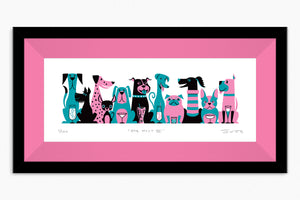 "Dog Meet III" Framed Fine Art Print | Shag (Josh Agle) | Pink & Turquoise Edition | Candy Pink Liner | The Shag Store