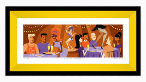 "Endless Mimosas" Framed Fine Art Print | Shag (Josh Agle) | Corn Yellow Liner | The Shag Store